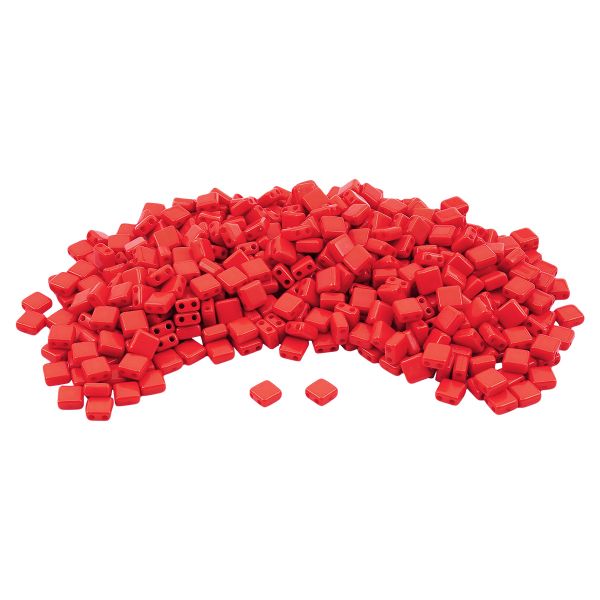 Бусины пластик 6х6х3 мм, 50 г, с двойным отверстием, плоский квадрат, 7 алый, Astra&Craft 7429