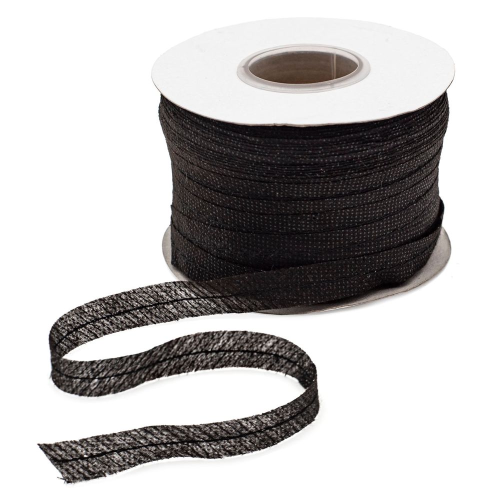Лента клеевая нитепрошивная по косой усиленная 12.0 мм / 100 метров, 0536-0011, цв.черный