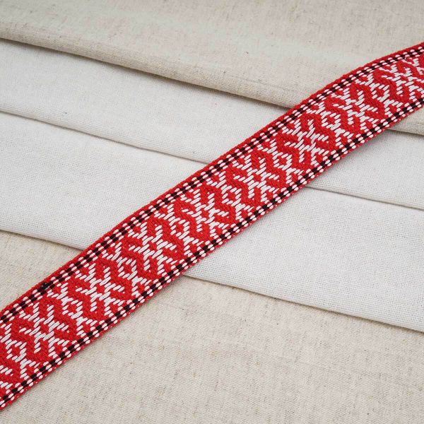Лента для поясов 38 мм / 25 метров, рис. 9852, красный/белый/черный, С3822Г17