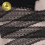 Кружево отделочное в стиле "трикотаж" 45 мм, диз. T-001 цв.черный уп.9м