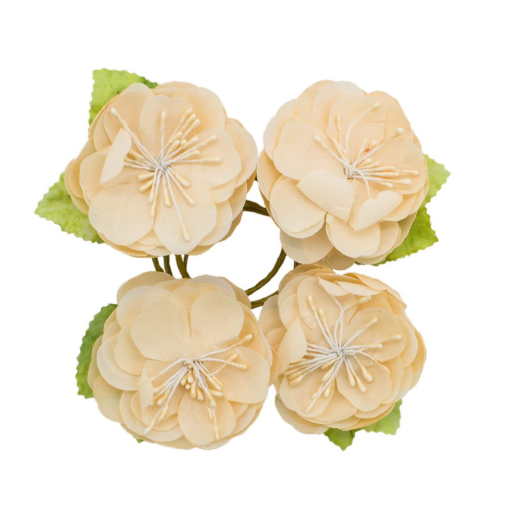 Цветы искусственные декоративные 4,5х2,3см, 4 шт, Астра, TD049 кремовый