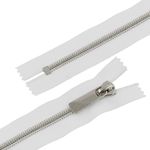 Молния металл Т8 (8 мм) 1 зам., н/раз., 20 см, декор, серебро, белый, KAP-8 Gamma, 5 шт