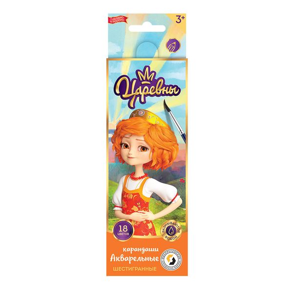 Карандаш акварельный в наборе Варя заточенный 8х18 цв, ВКФ TSR-WCP-3018