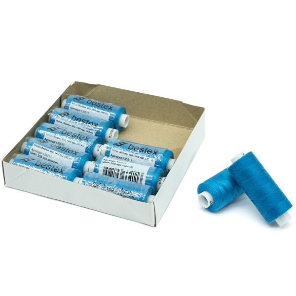 Нитки швейные бытовые Bestex 40/2, 365 м (400 ярд) / 10 кат., 368 сине-голубой