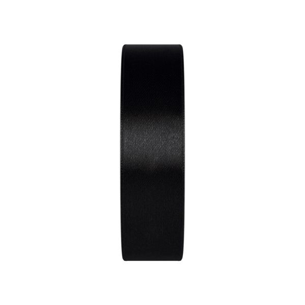 Лента атласная 1-сторонняя 25.0 мм / 33±2 метра, №113 черный, в термоплёнке, Gamma