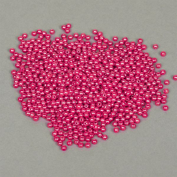 Бусины пластик (перламутр) ⌀4 мм, цв.014 малина, уп.500г (15000 шт), Magic4Hobby
