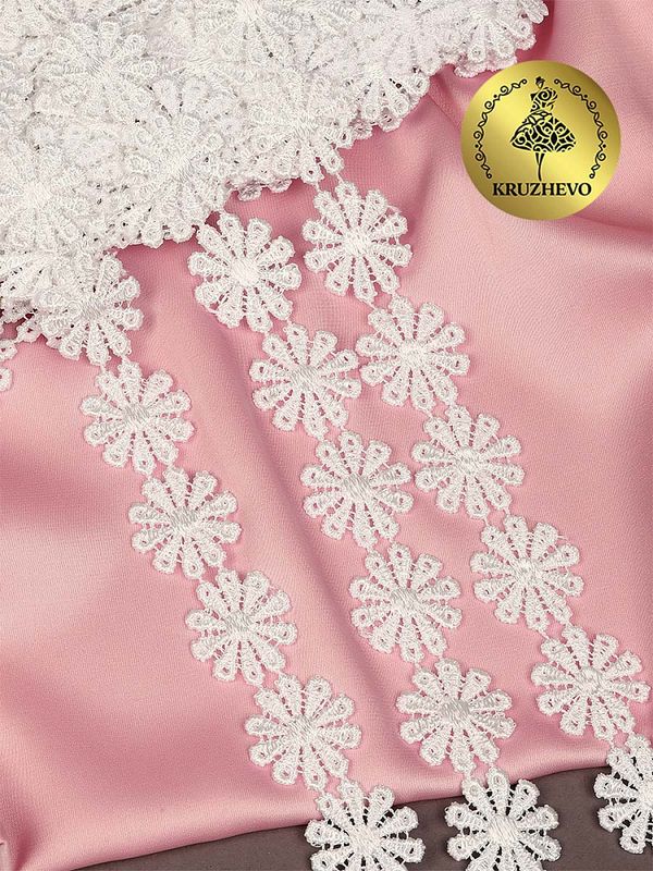 Кружево гипюр (плетёное) 25 мм / 13.71 метра, Ромашка, TBY 0575-1661, 01 белый