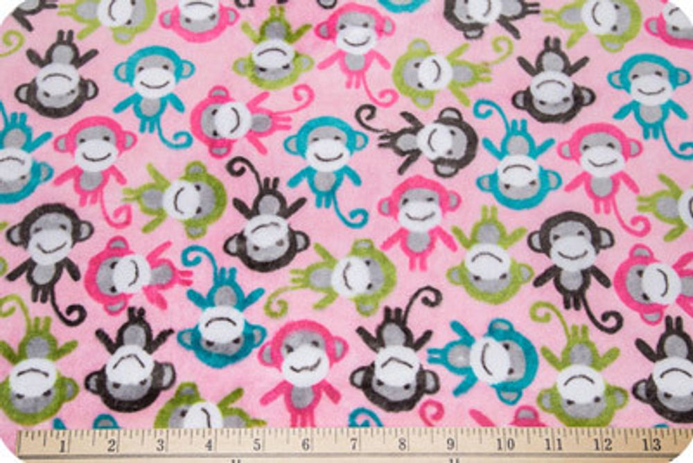 Плюш (ткань) Peppy Urban Zoologie 440 г/м², 48х48 см, monkey fuchsia