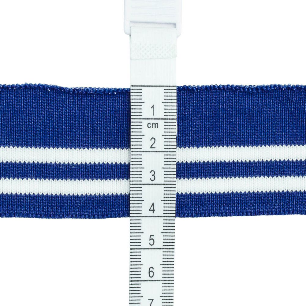 Подвяз (довяз) трикотажный с полосками 4 см / 1 метр, голубой, 3AR2876