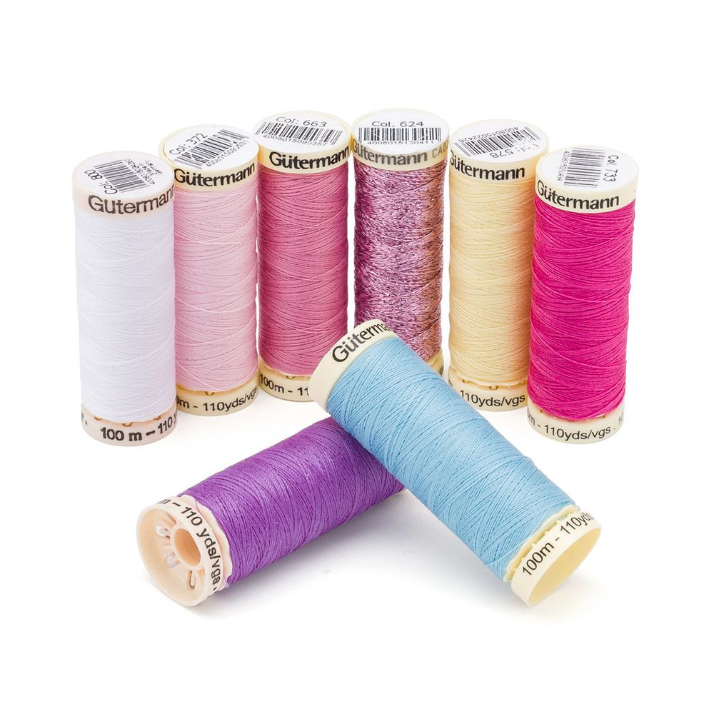 Набор швейных нитей Sew-All 100м, 7 кат., металлизированная нить W331 50м, 1 кат., Gutermann, 640960