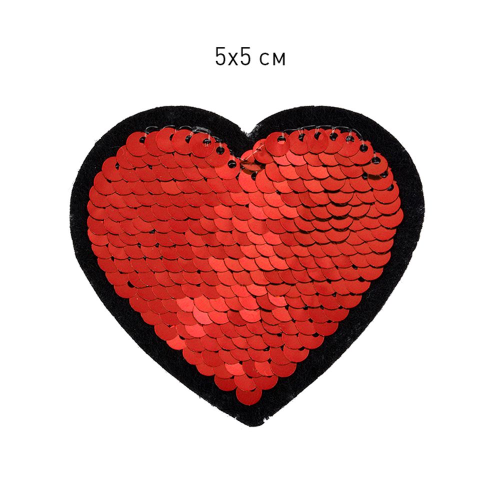 Термоаппликация 2160 Сердце с пайетками 5х5см, золото, уп.10 шт