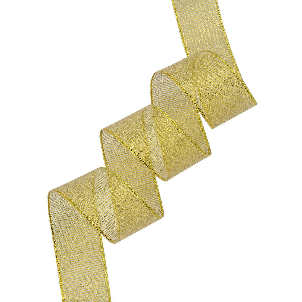 Лента металлизированная 25.0 мм / 20 метров, парча, золото