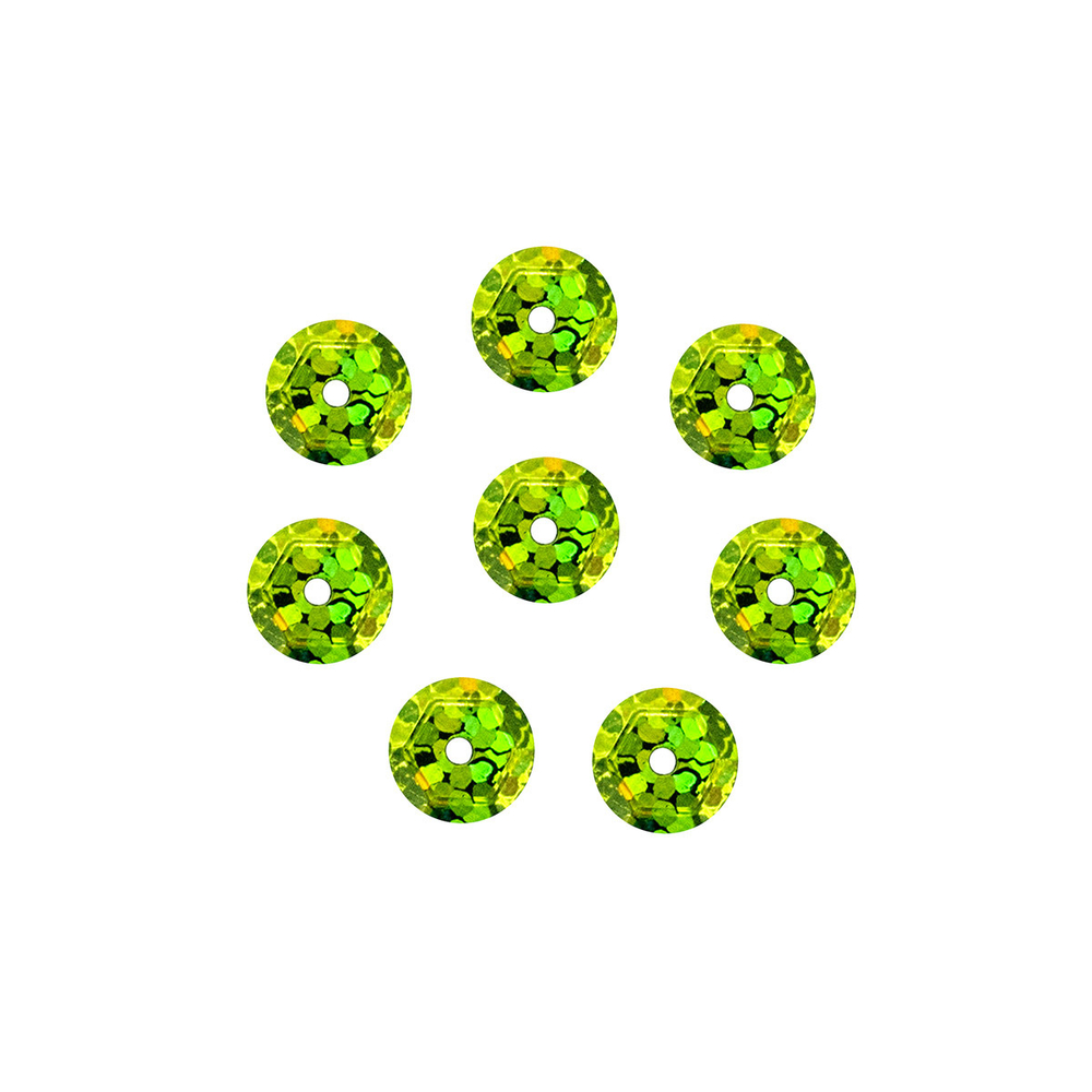 Пайетки граненые 6 мм, упак. 10 гр, Астра, 50105 св.-зеленый голограмма, уп.10 шт