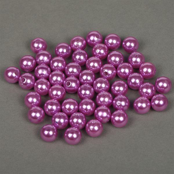 Бусины пластик (перламутр) ⌀12 мм, цв.093 т.сиреневый, уп.500г (530 шт), Magic4Hobby