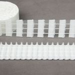 Лента (тесьма) шторная: сборка параллельная (1:2) 50 мм / 50 метров, (3 шнура) для велкро, белый, С01/50