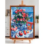 Набор для вышивания нитками Риолис, Яблоки и розы по мотивам картины К. Коровина 30х40см