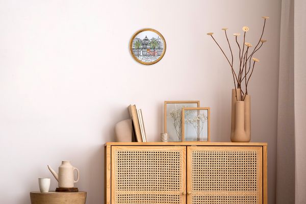 Набор для вышивания нитками Panna Живая картина JK-2214, Питерская набережная, 18х18 см