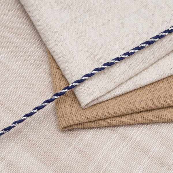 Шнур отделочный с метанитом ⌀3.0 мм / 20м (полиэстер 68%, метанит 32%), синий с серебром, Р2869