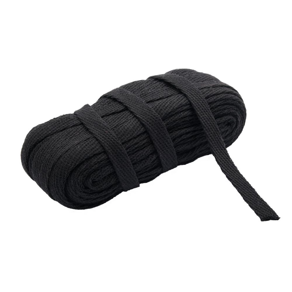 Шнур плоский плетеный х/б ⌀15.0 мм / 20 метров, цв.3 черный