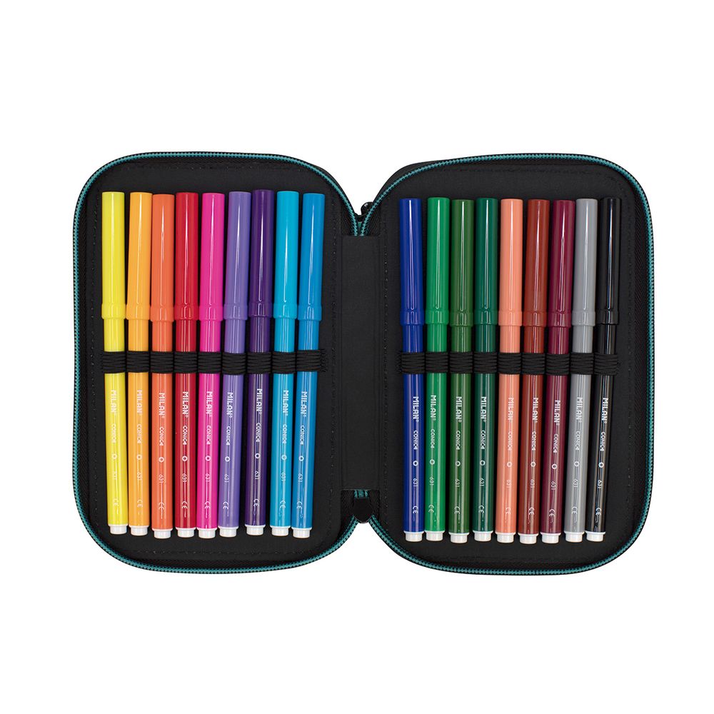 Пенал на молнии трехярусный с наполнением 19,5*13*7,5 см, 081364SN1P, Milan 081364SN1P