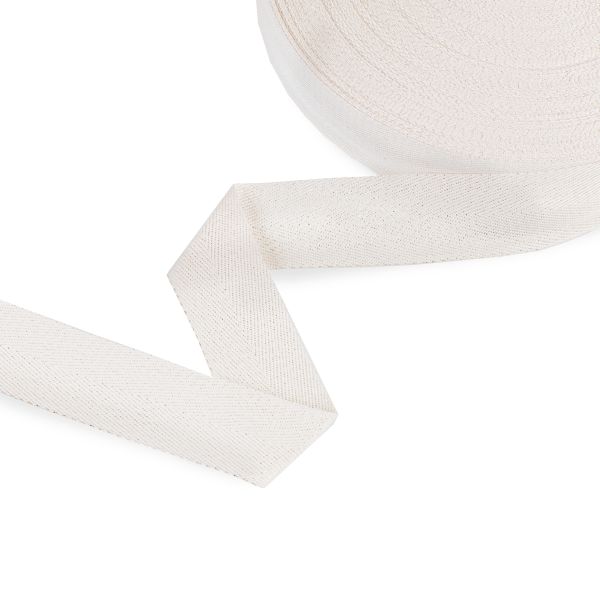 Тесьма (лента) киперная п/э с люрексом 30 мм / 50 метров, белый-золотистый/white-golden, Gamma TPTL-30