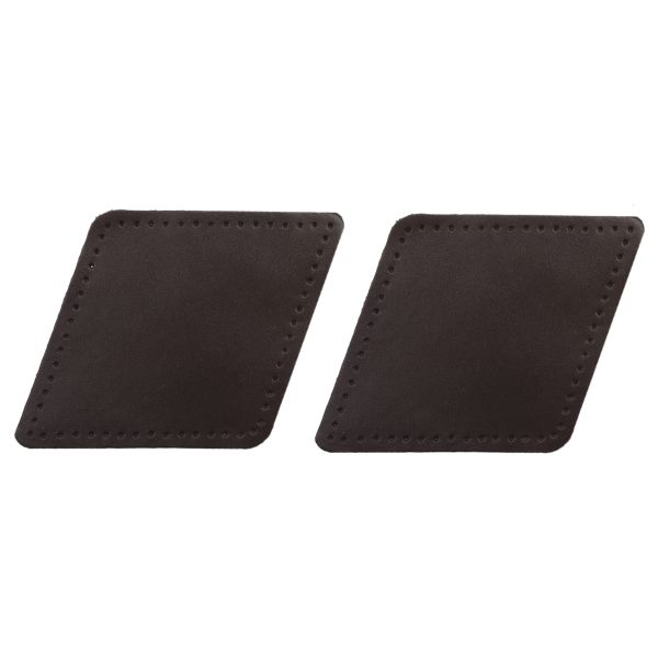 Заплатки пришивные из кожи, ромб 8х11,2см с перфорацией, 2 шт, 100% кожа, 03 темно-коричневый, 9125