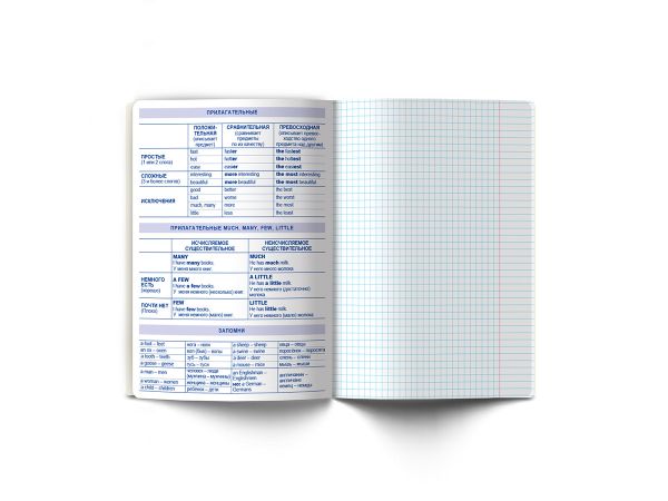 Тетрадь со справочным материалом Линия успеха, софт тач ламинация + тиснение фольгой, A5+ 48 л. на скобе 65 г/м², белизна 100%, 10 шт, клетка, 000571 Английский язык, Светоч 48ТПСК5_126_2_1