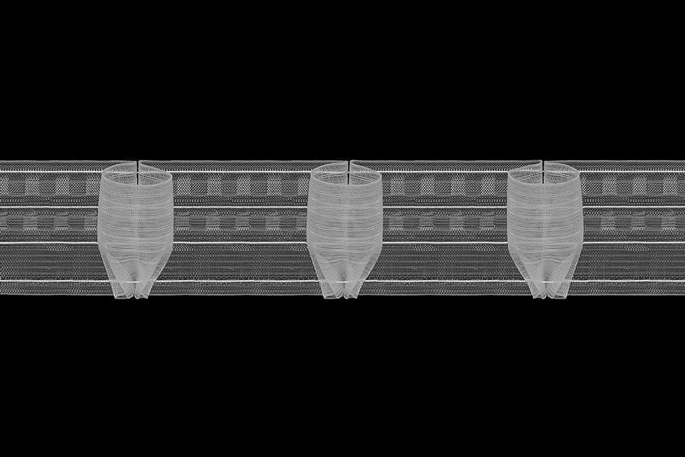Тесьма шторная 1/2,5 Рюмочная складка (2 ряда петель, 4 шнура) 80мм / 50м, прозрачный, C8108M