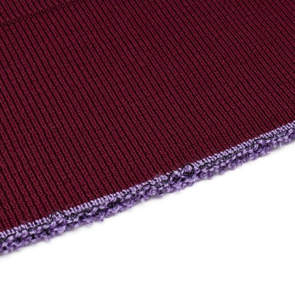 Подвяз средней плотности с полосками (100% полиэстер), 1*1, высота 14см (7см*2), длина 70-73см (8052/8003 бордо с белыми полосками)