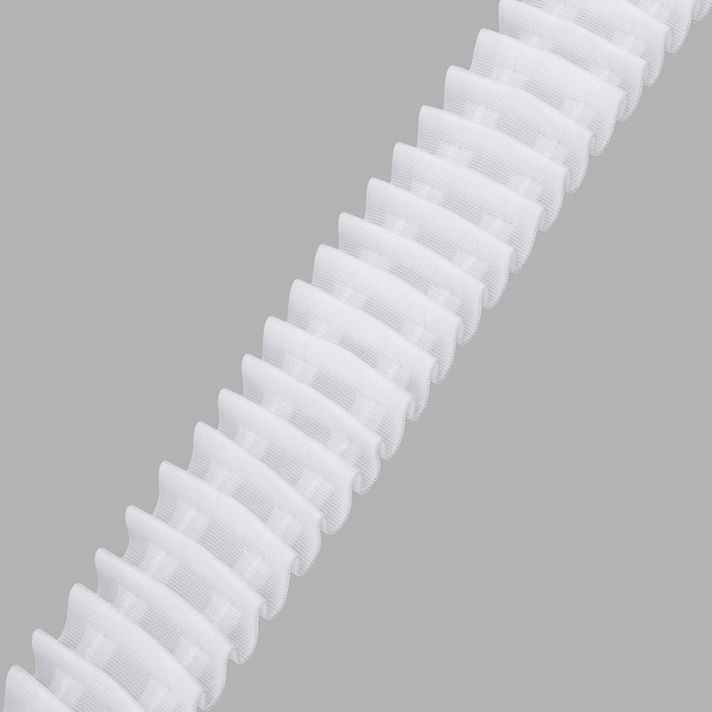 Лента (тесьма) шторная: сборка параллельная (1:2) 45 мм / 10 метров, (2 ряда петель, 2 шнура), белый ТУ, C23