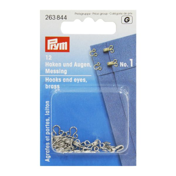 Крючки пришивные 12 мм, латунь 1 серебристый цв, Prym