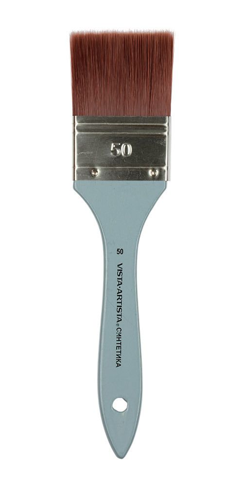 Кисть синтетика №50 флейц, 6 шт, короткая ручка, Vista-Artista 4023H-50