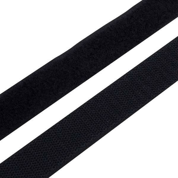 Лента контактная липучка (велкро) пришивная 25 мм, / 25 метров, черный, Hobby&Pro, ПАРА (крючок+петля), качество 