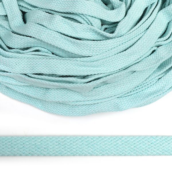 Шнур плоский плетеный х/б ⌀15.0 мм / 50 метров, турецкое плетение цв.020 мятно-голубой