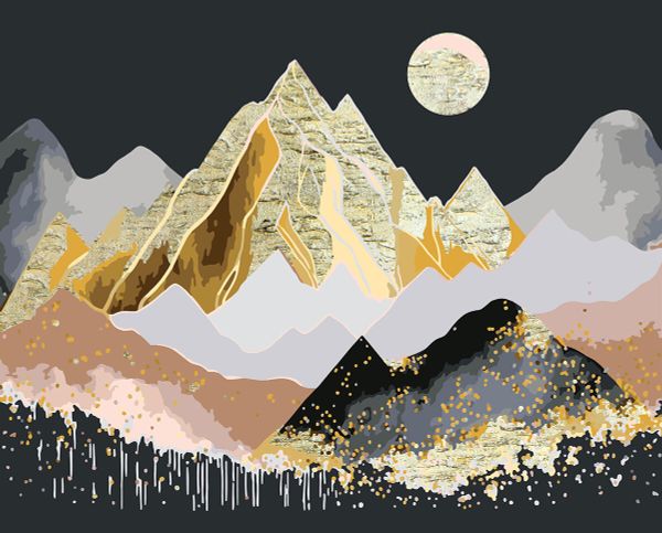 Картина по номерам Фрея PNB/PLPT-243, Пейзаж с золотом, (с поталью) 50х40 см