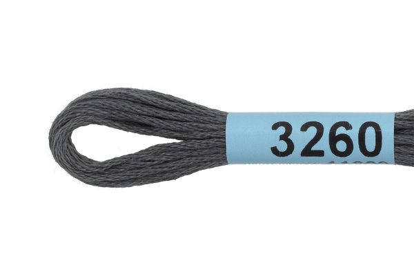 Мулине Gamma 100% хлопок, цв.3260 т.серый, 24 мотка по 8 метров