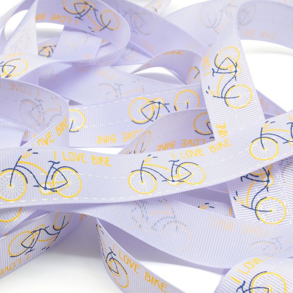 Лента репсовая (в рубчик) PREMIUM Велосипед 22 мм, 22,5м (420 сиреневый)