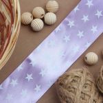 Лента атласная с рисунком 45.0 мм / 3 метра, Звездочки (сиреневый), Globus