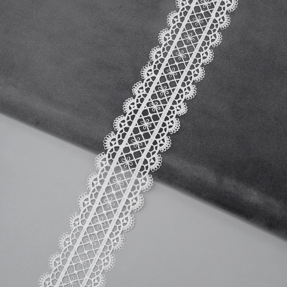 Кружево гипюр (плетёное) 40 мм, / 13.71 метра, белый