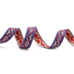 Лента (тесьма) жаккардовая 18.0 мм / 25±1 метров, с метанитом, рис. 9366, С1856Г17 синий/красный