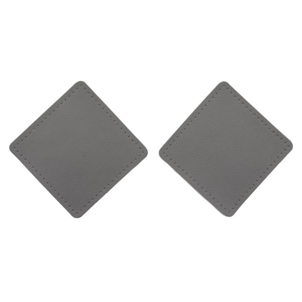 Заплатки пришивные из кожи, квадрат 8см с перфорацией, 2 шт, 100% кожа, 07 серый, 9122