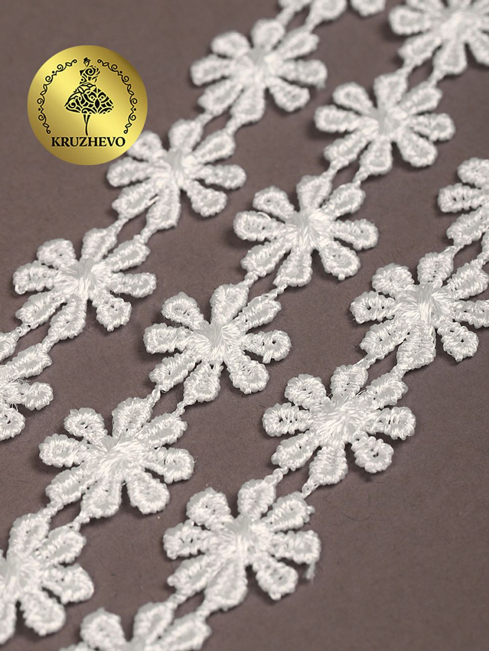Кружево гипюр (плетёное) 15 мм / 13.71 метра, Ромашка, TBY 0575-1660, 01 белый