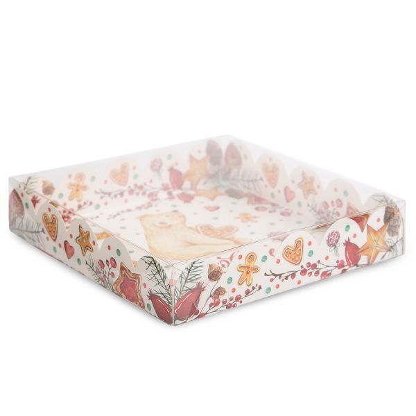 Коробка с прозрачной крышкой 15х15х3 см, Белый мишка, S-Chief CBC-004