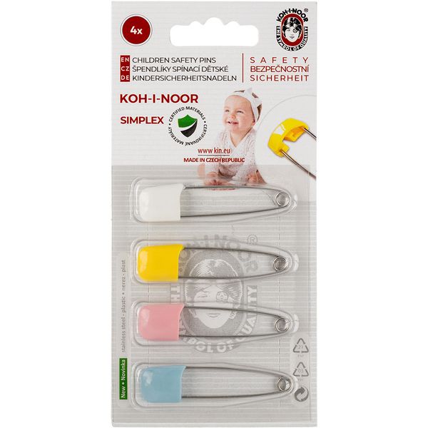 Булавки английские безопасные 50 мм, 4 шт, металл/пластик, KOH-I-NOOR 56 (5А50110)