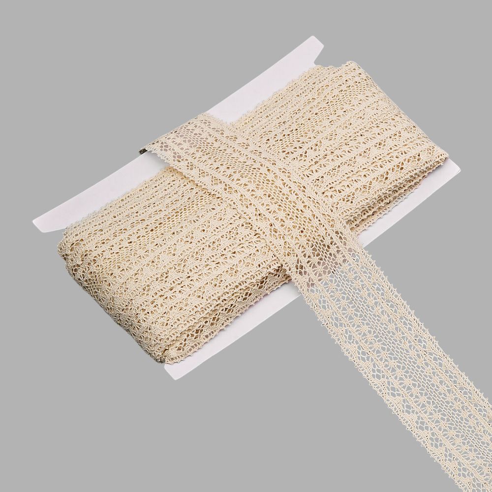 Кружево вязаное (тесьма) 42 мм / 13.72 метра, хлопок, неотбеленный, 3AR3318