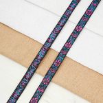 Лента (тесьма) жаккардовая 10.0 мм / 20.12 метра, черный/розовый, 1172