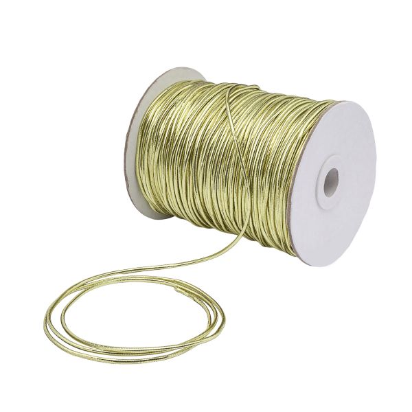 Резинка шляпная (шнур эластичный) ⌀2.0 мм / 100 метров, 0370-6200, металлиз., светлое золото