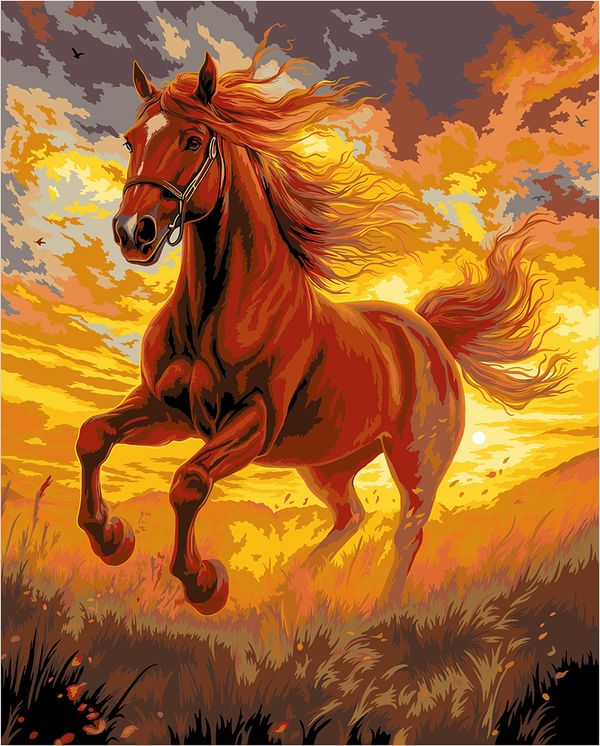 Картина по номерам Фрея PNB/PL-326, Конь в лучах солнца, 50х40 см