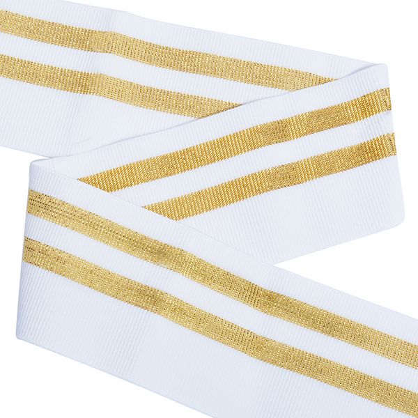 Резинка декоративная в рубчик с двумя полосками 50.0 мм / 1.5±0.5 метра, RDG.250101G, цв.золото