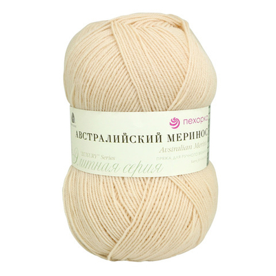 Пряжа Пехорка Австралийский меринос / уп.5 мот. по 100 г, 400 м, 442-Натуральный